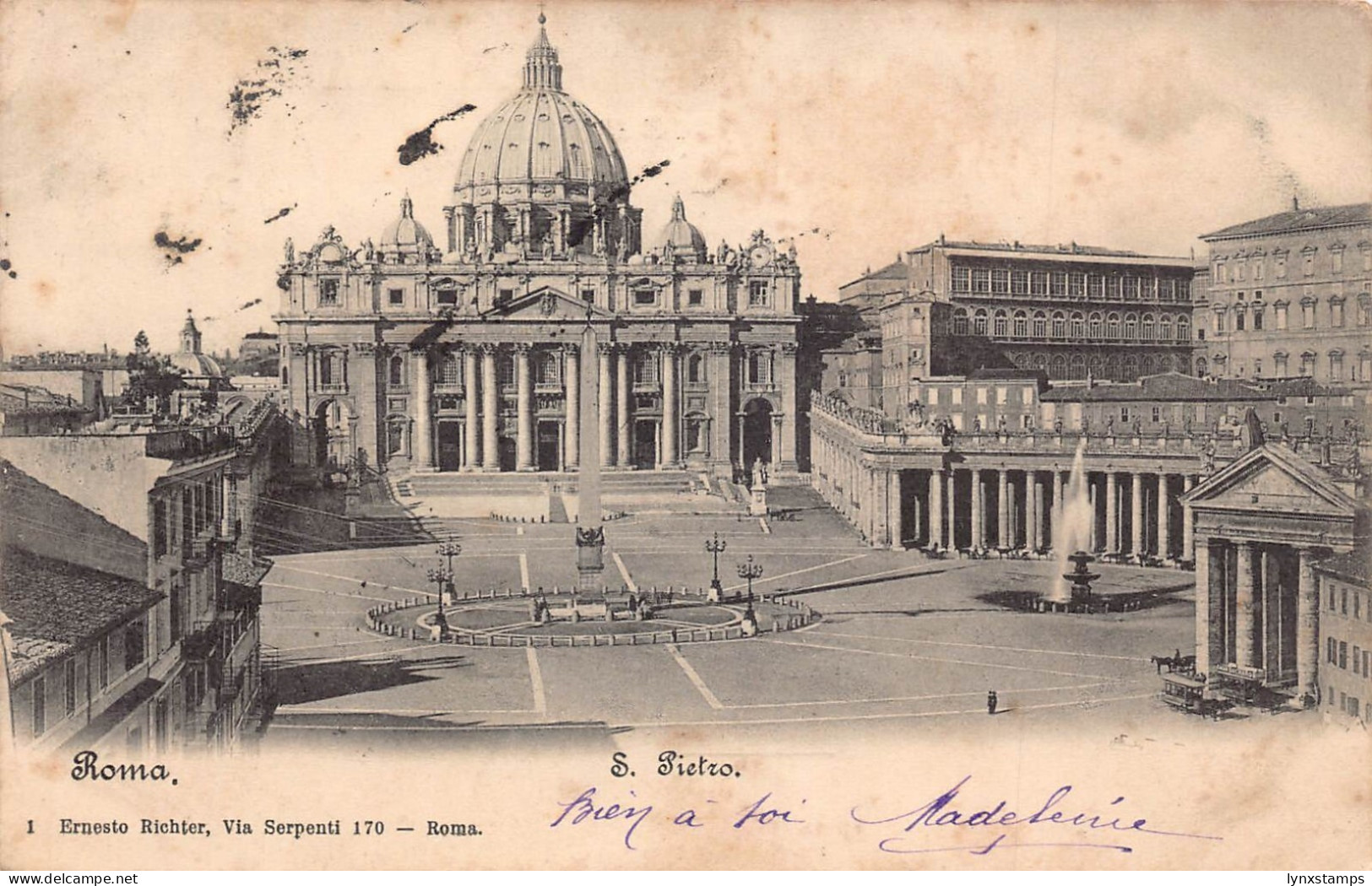 Italy 1903 Roma Rome S Pietro Church vintage postcard