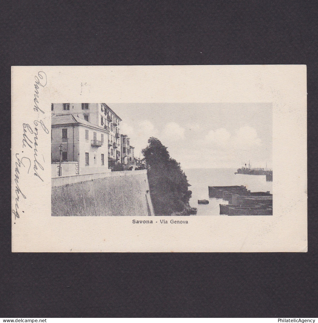 ITALY 1911, Postcard, Savona, Via Genova, send to Denmark
