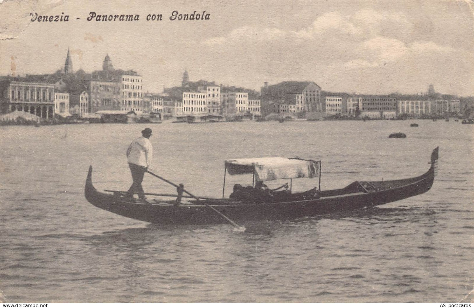 Italy 1911 Venezia Venice Panorama con Gondola postcard B789