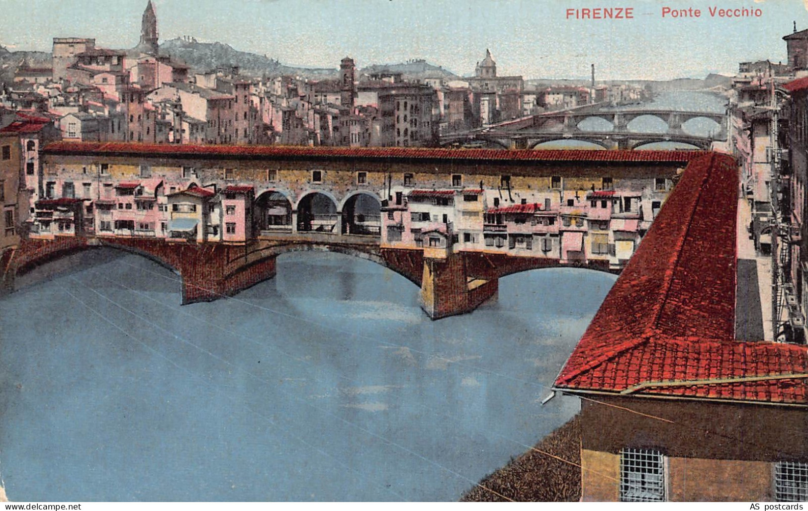 Italy Firenze Florence Ponte Vecchio Bridge postcard B784