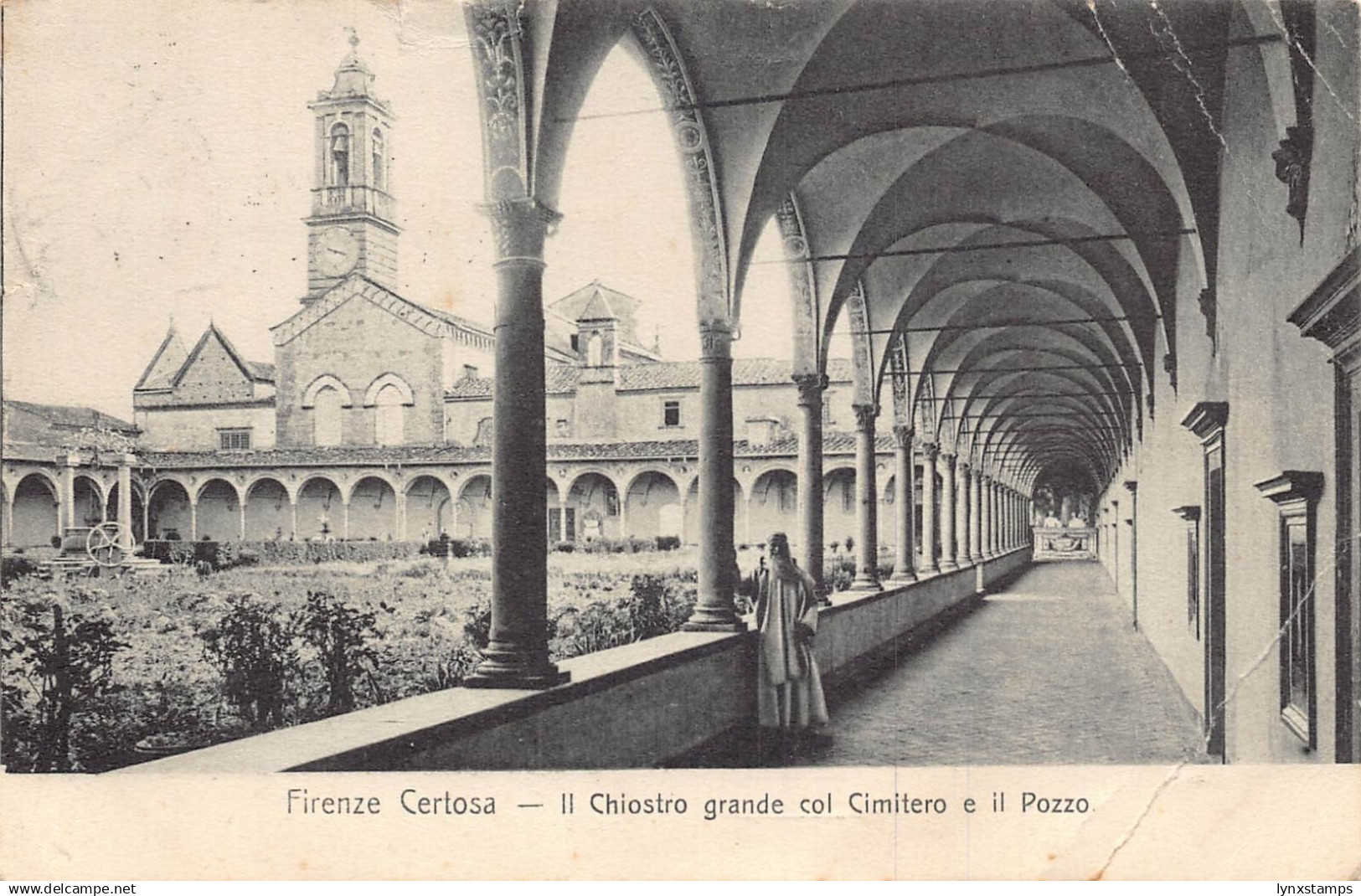 Italy Florence Firenze Certosa 1914 Chiostro Grande Cimitero Pozzo  postcard
