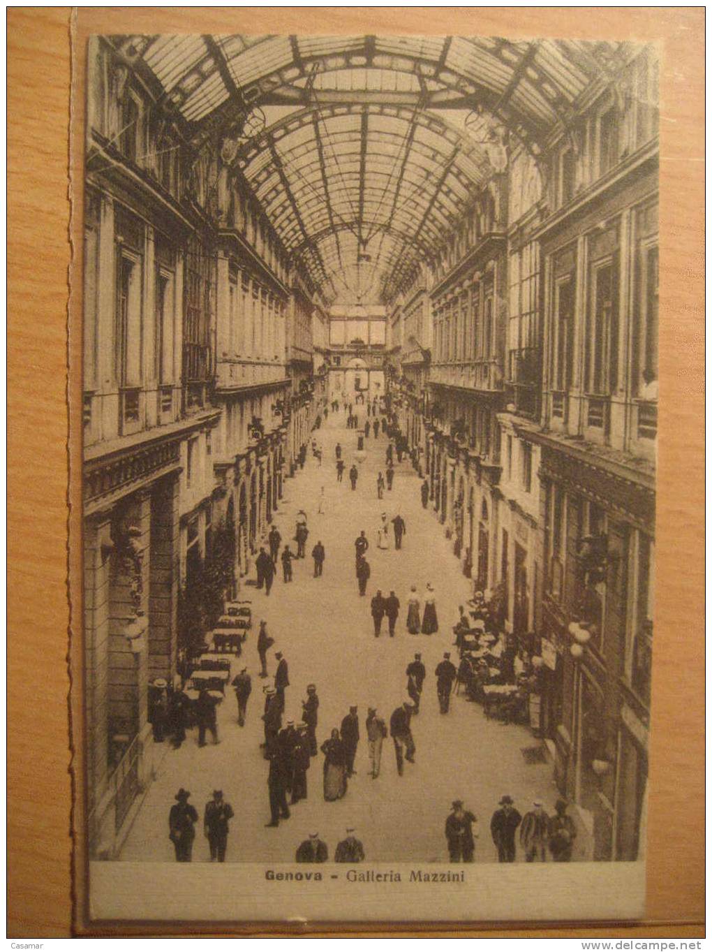 ITALY Genova galleria Mazzini ferrovia cancel 1920 to Sweden train railways Genoa card Italia