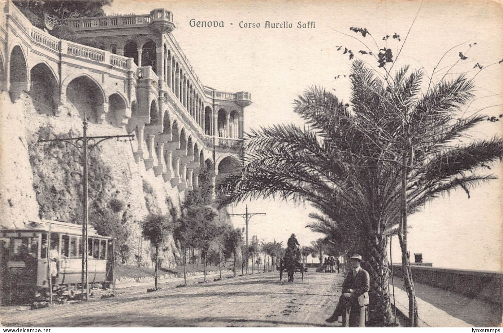Italy Genova Genoa Corso Aurelio Saffi Tram vintage postcard