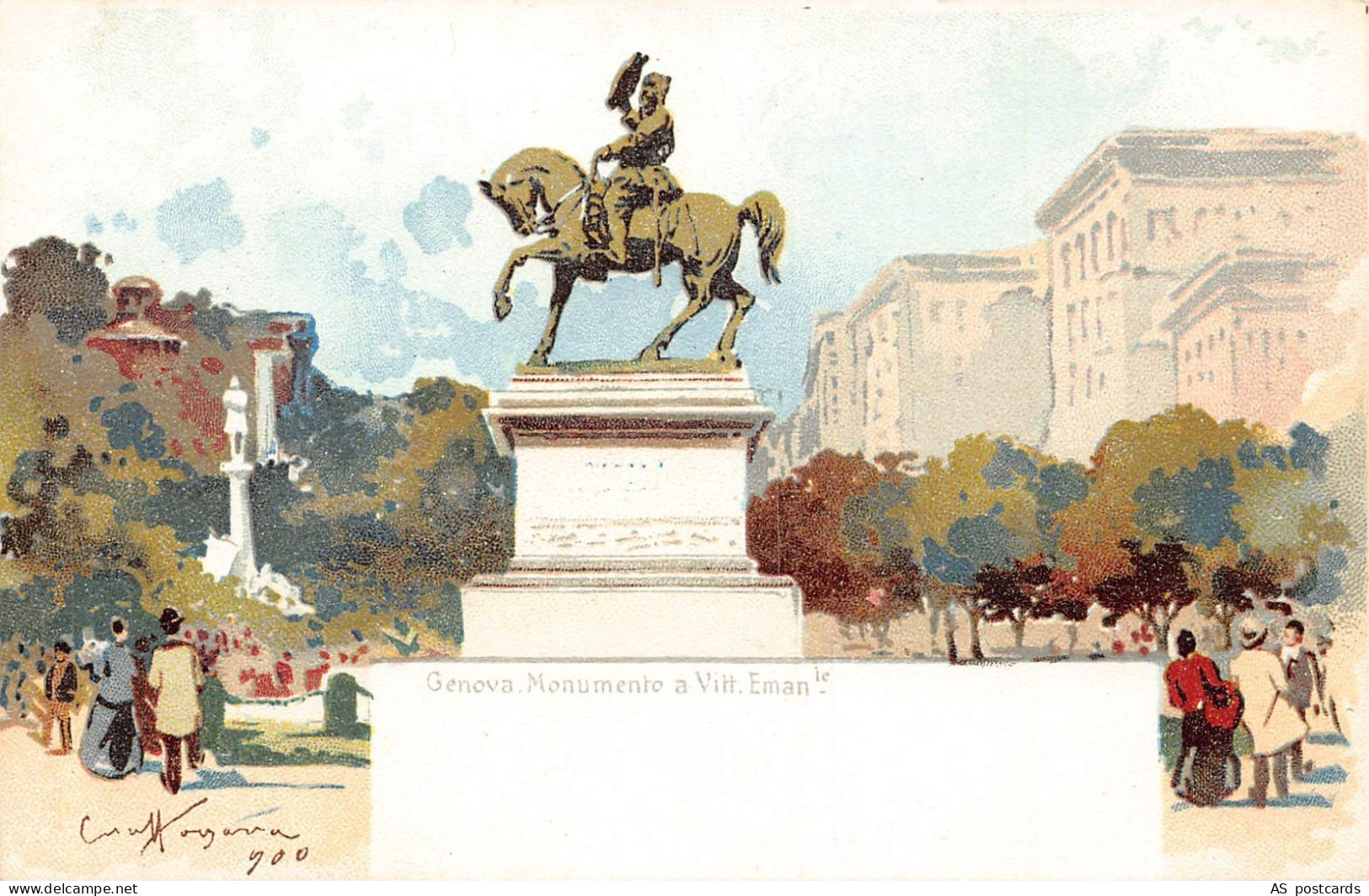 Italy Genova Genoa Monumento a Vitt Emanuele Chromo litho postcard B907