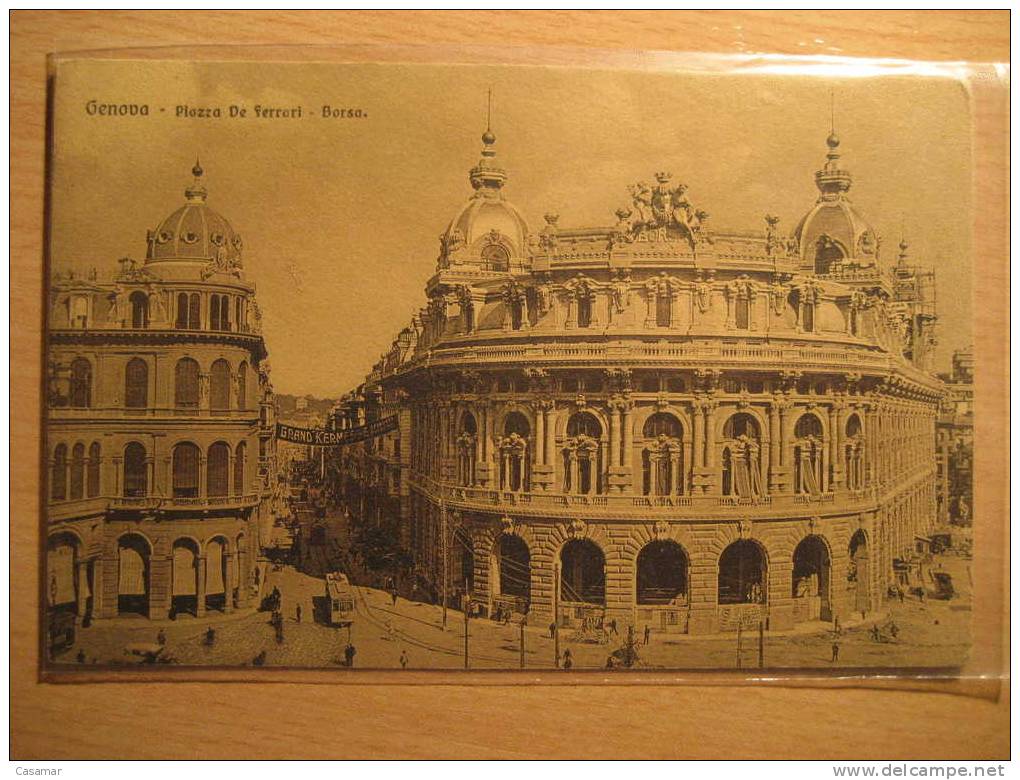 ITALY Genova Piazza de Ferrari borsa bolsa stock exchange tram tramway tranvia Genoa card Italia