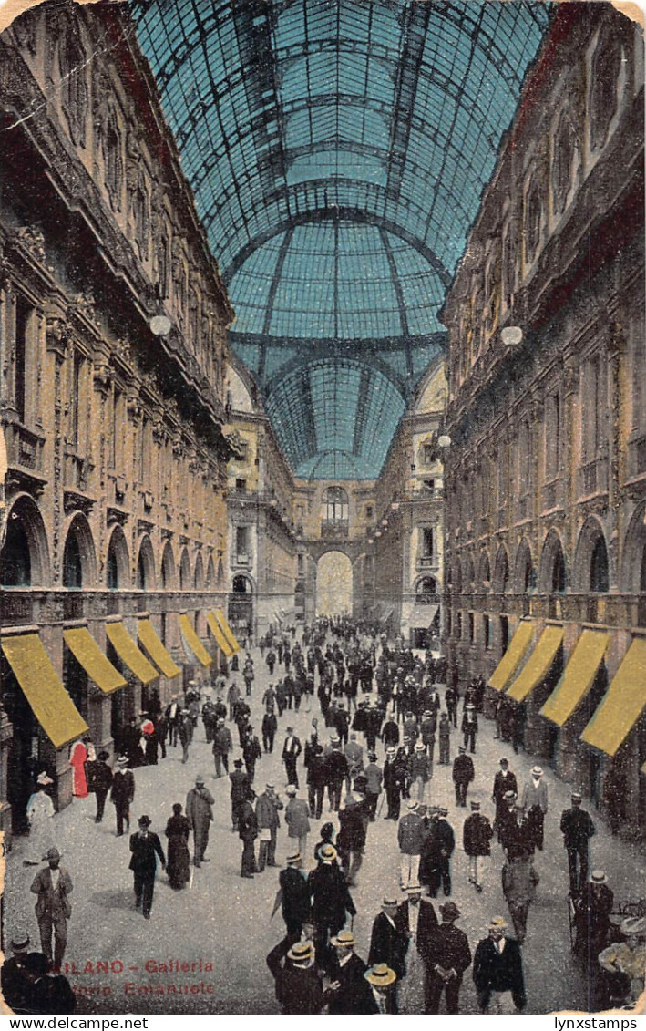 Italy Milano Milan Galleria Vittorio Emanuele Shops vintage postcard
