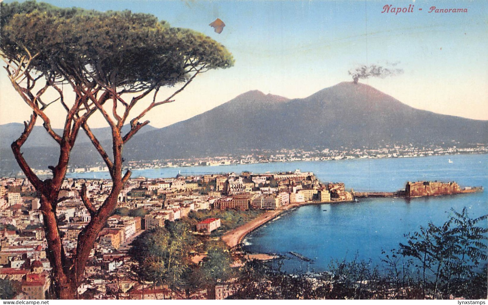 Italy Napoli Naples General View Mount Vesuvius vintage postcard