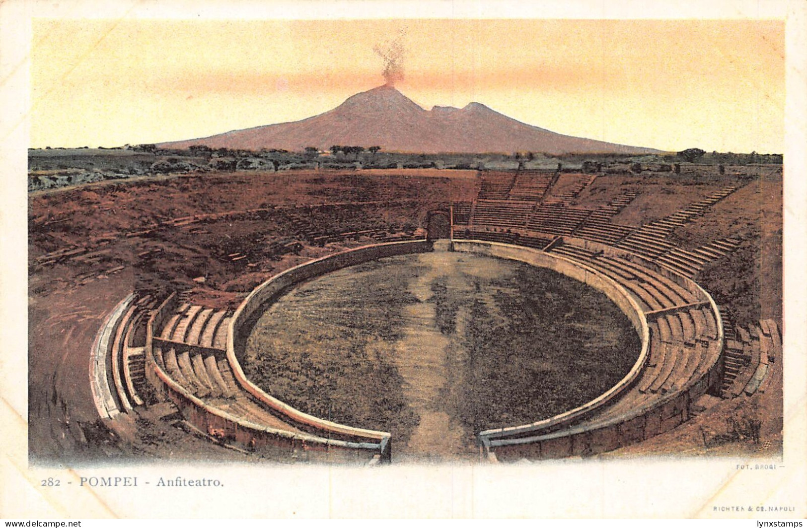 Italy Napoli Naples Pompei Anfiteatro Amphitheater vintage postcard