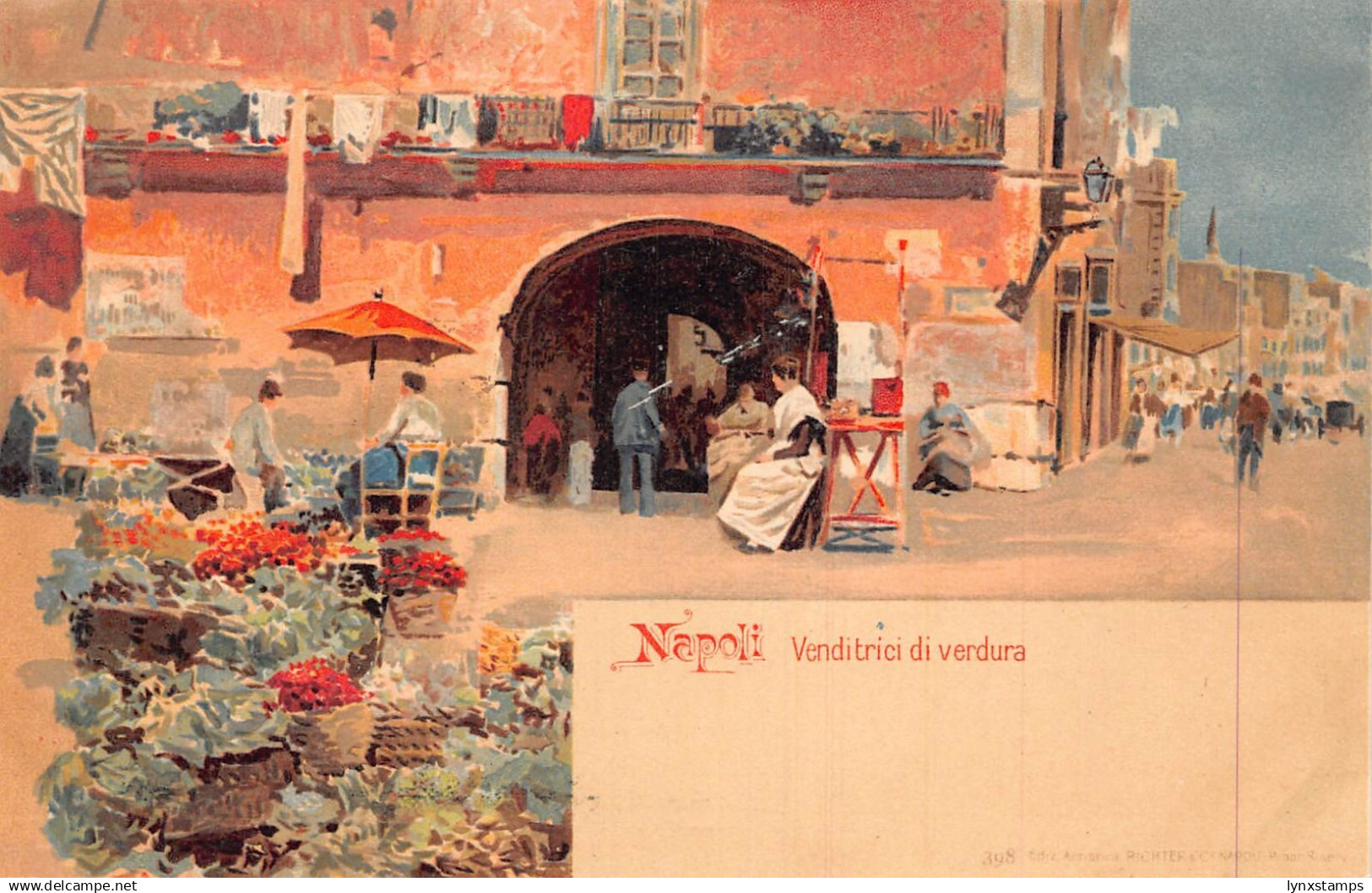 Italy Napoli Naples Venditrici di verdura Market vintage postcard