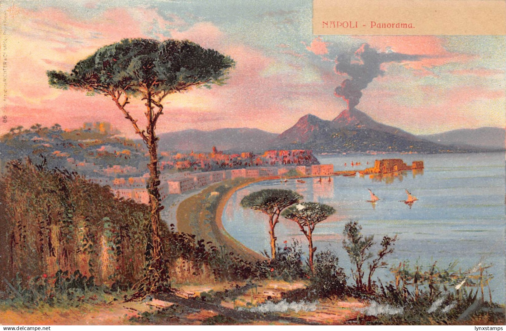 Italy Napoli Naples Vesuvius Volcano Vesuvio Panorama postcard.