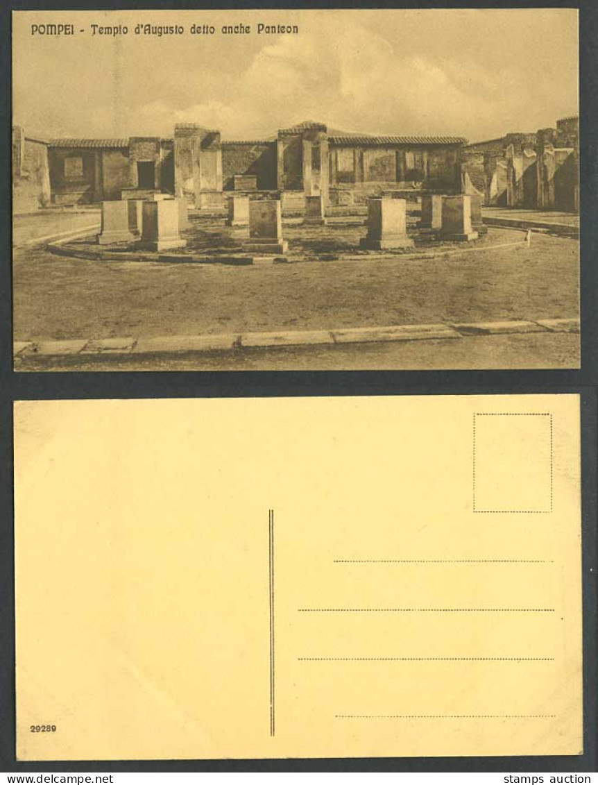 Italy Old Postcard Pompeii Pompei Ruins Templo d'Augusto Panteon Temple Pantheon