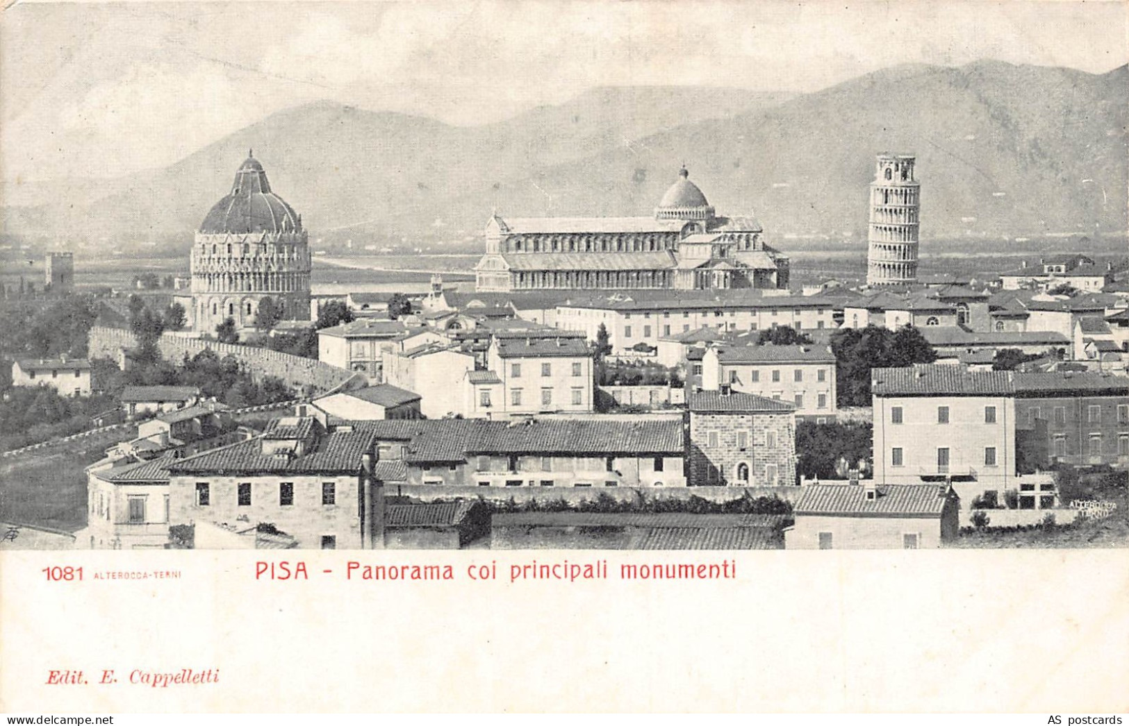 Italy Pisa Panorama coi principali monumenti postcard B785