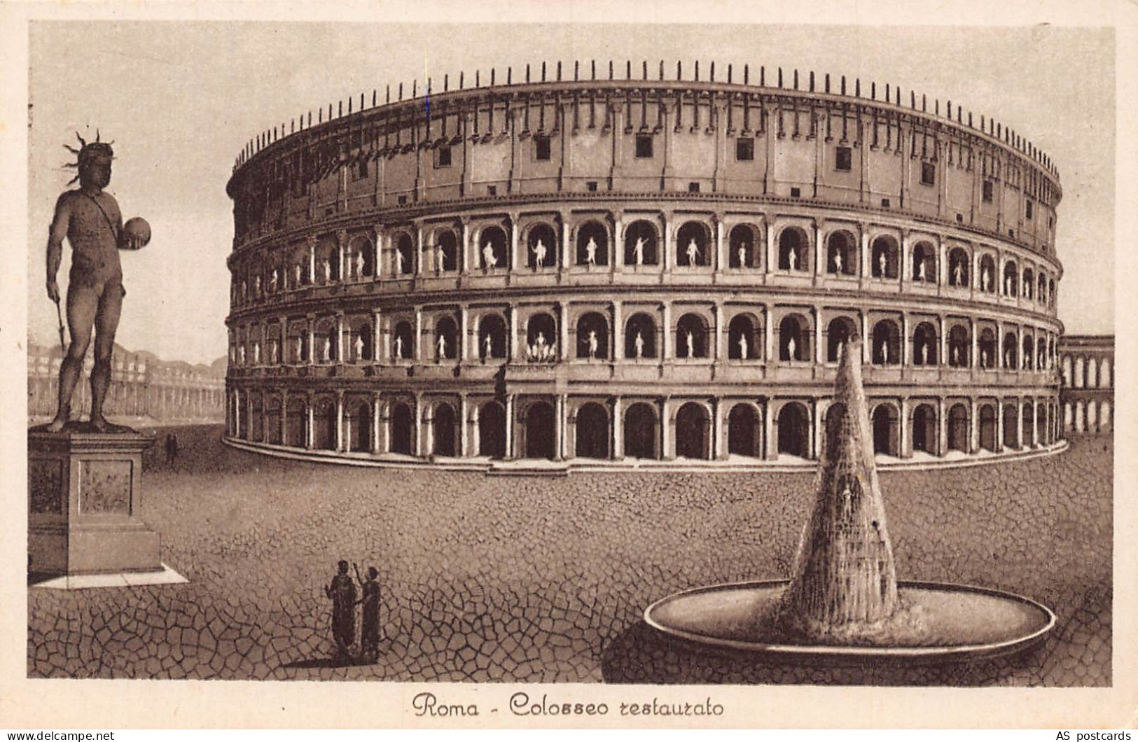Italy Roma Rome Colosseo restaurato Colosseum vintage postcard B813