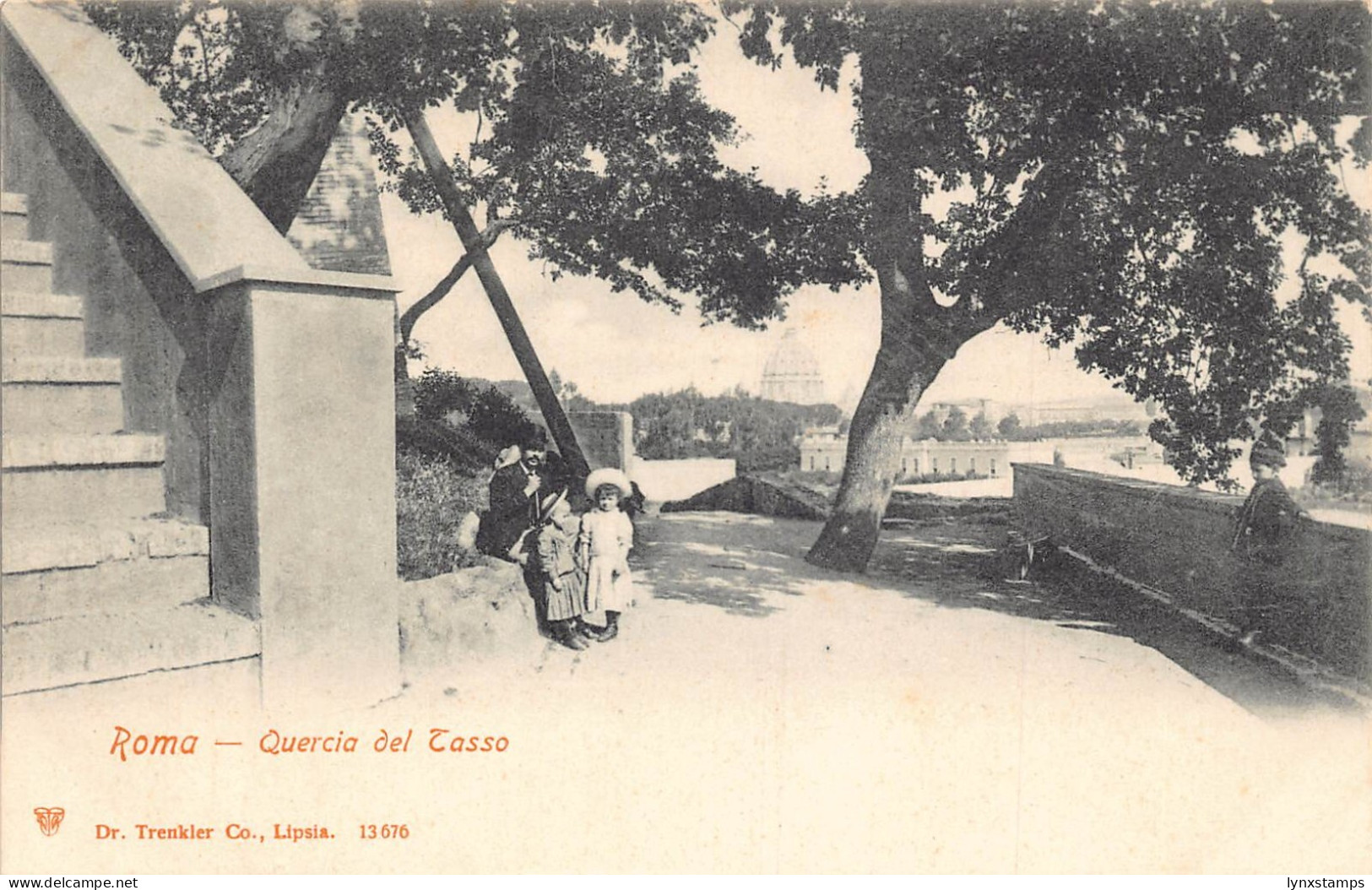 Italy Roma Rome Quercia del Tasso Children vintage postcard