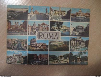 ROMA 1961 to Barcelona Spain cancel postcard slight damaged ITALY