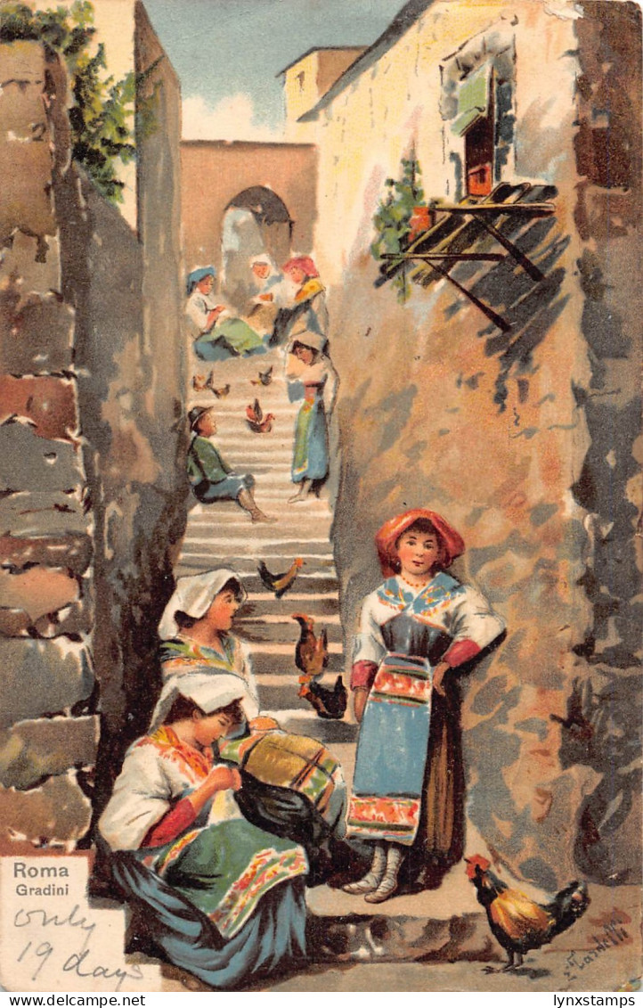 Italy Rome Roma Gradini litho vintage postcard L580