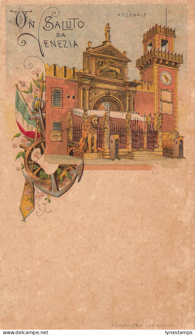 Italy Saluto da Venezia Venice litho vintage postcard