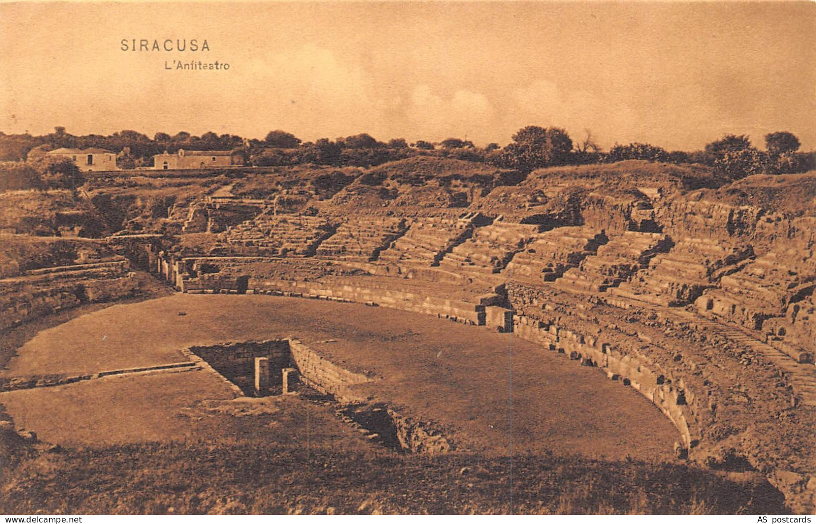 Italy Siracusa Syracuse L'Anfiteatro Amphitheater postcard B785