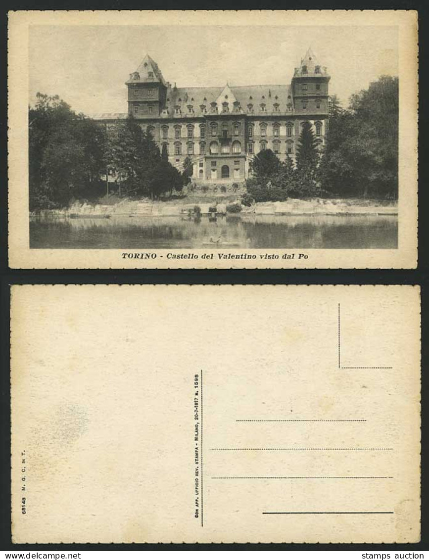 Italy TORINO Old Postcard Castello del Valentino dal Po