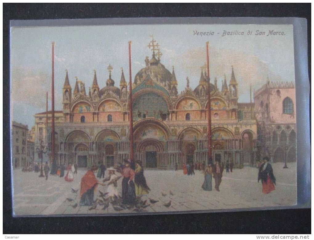 ITALY Venezia basilica S. Marco con i 3 stendarti Cipro Candia Morea Venice Veneto card Italia Italie