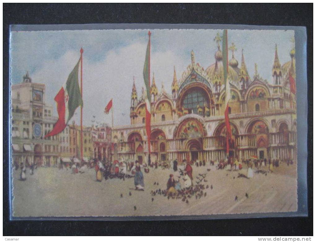 ITALY Venezia chiesa S. Marco flag torre orologio clock stendarti Cipro Candia Morea Venice Veneto card Italia Italie