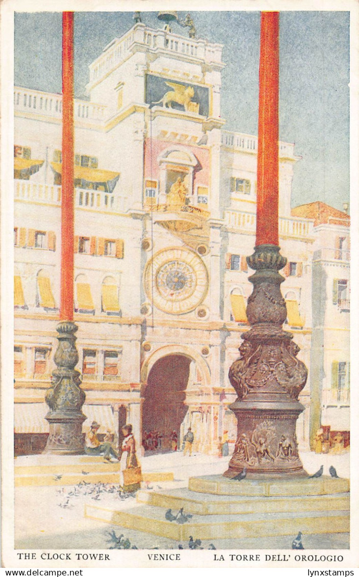 Italy Venice Venezia The Clock Tower vintage postcard