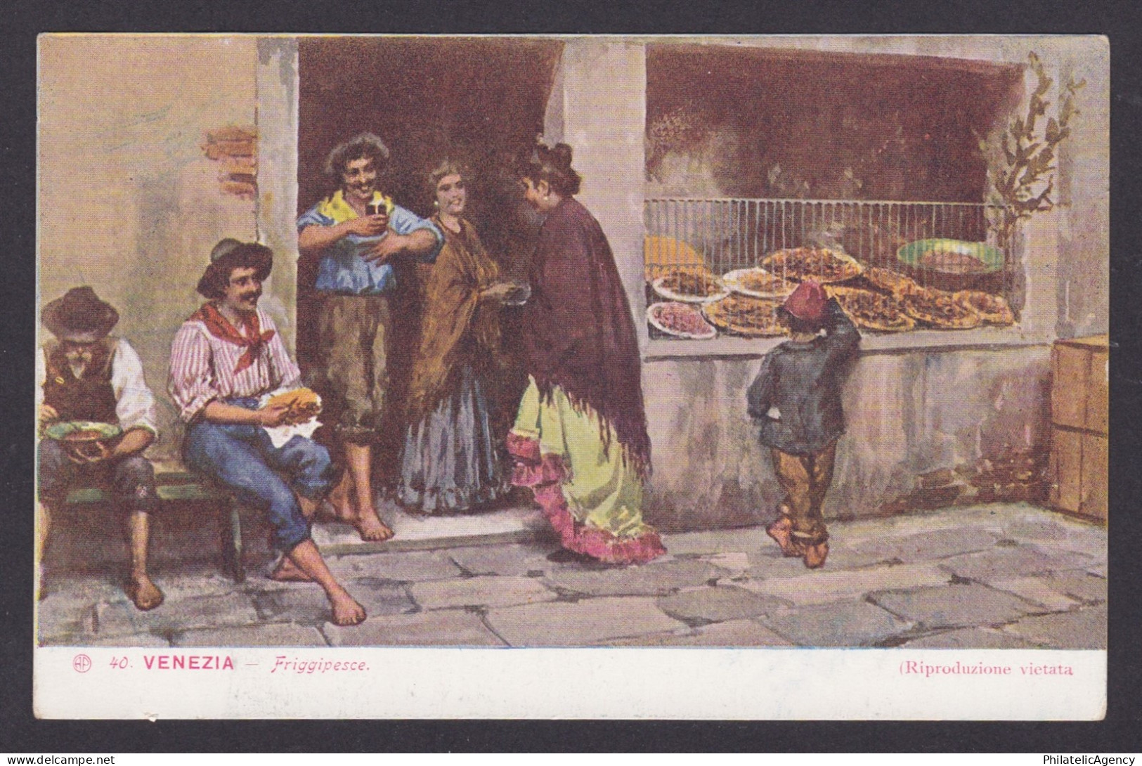 ITALY, Vintge postcard, Venice, Fish fryer
