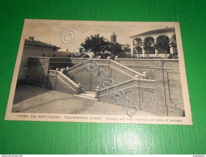 Cartolina Villafranca d'Asti - Opera Pia Sant'Elena - Piazzale dell' Asilo 1934