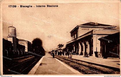 aa855 cartolina bisceglie interno stazione provincia di bari