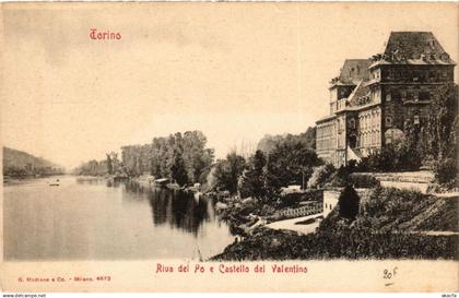 CPA TORINO Riva del Po e Castello del Valentino ITALY (540314)