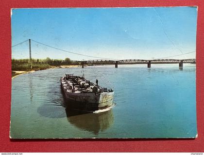 Cartolina - Cremona - Navigazione sul Fiume Po - 1955 ca.