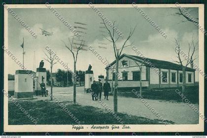 Foggia Città Aeroporto Lisa Fascismo PIEGA cartolina QQ4838