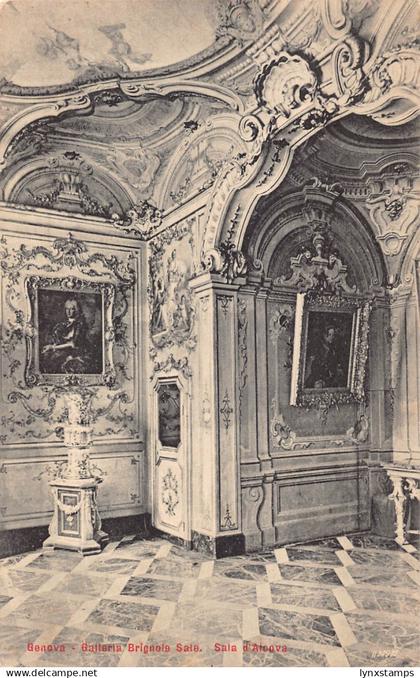 A655 Italy Genova Genoa Galleria Brignole Sale Sala d'Ateova vintage postcard