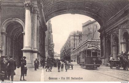 Italy Genoa Genova Via XX Settembre Tram vintage postcard