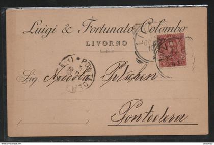 $#$#(AD2601)-LIVORNO-Cartolina commerciale Luigi & Fortunato Colombo-Livorno per Pontedera, usata 1900