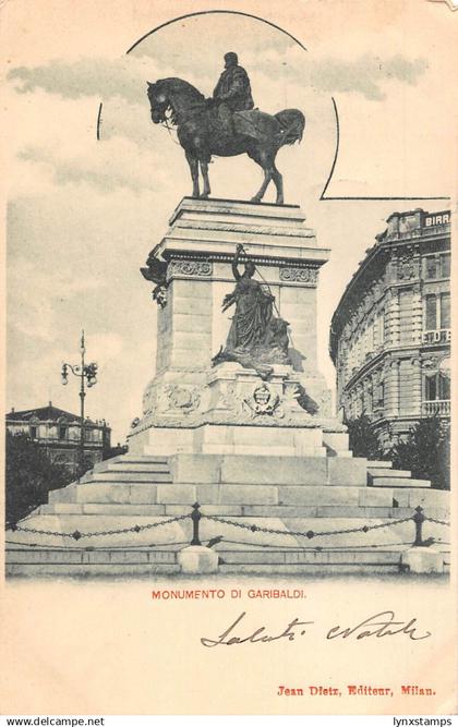 A196 Italy 1899 Milan Milano Monument of Garibaldi vintage postcard