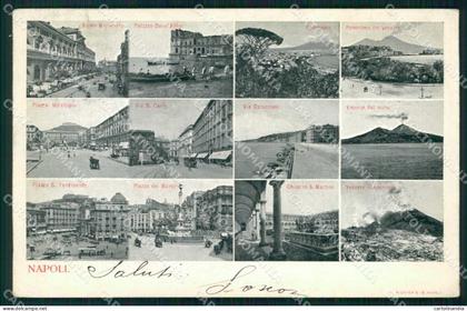Napoli Città Piazze Vesuvio in Eruzione Via Caracciolo Richter cartolina MX4872