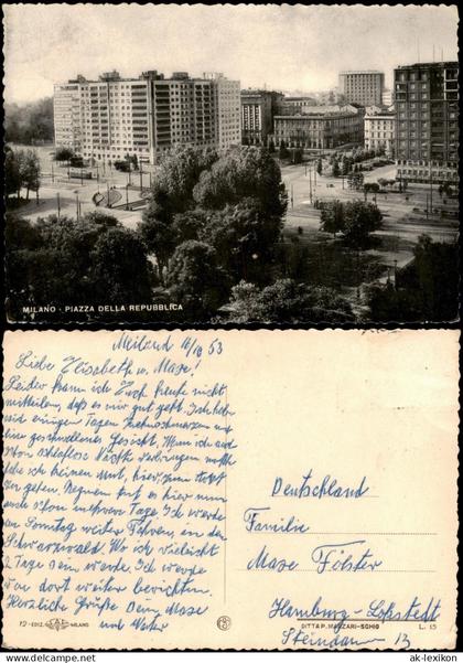 Cartolina Mailand Milano MILANO PIAZZA DELLA REPUBBLICA 1953