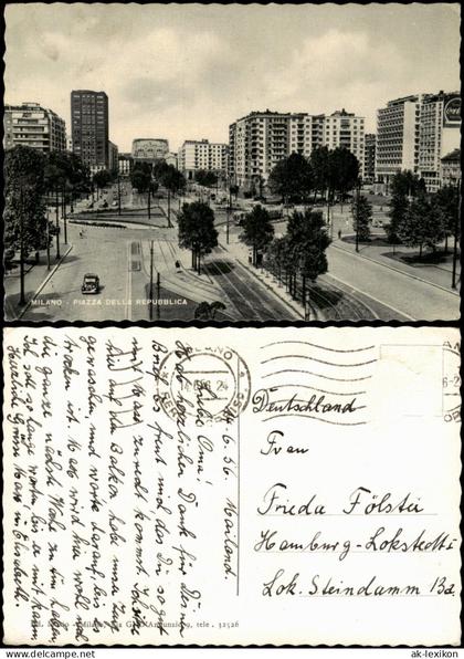 Cartolina Mailand Milano MILANO PIAZZA DELLA REPUBBLICA 1956