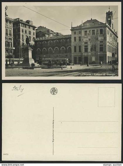 Genova Old Postcard GENOA Palazzo S Giorgio TRAM Street