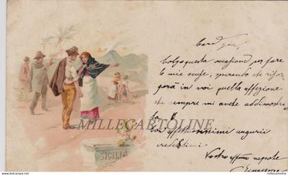 SICILIA: vignetta di lavori al campo 1900