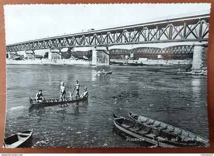 Cartolina Piacenza - I Ponti sul Fiume Po - 1965