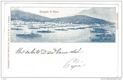 CARTOLINA - RARA - SPIAGGIA DI ELENA - PANORAMA  - NAVI IN MOVIMENTO - NON VIAGGIATA  1900