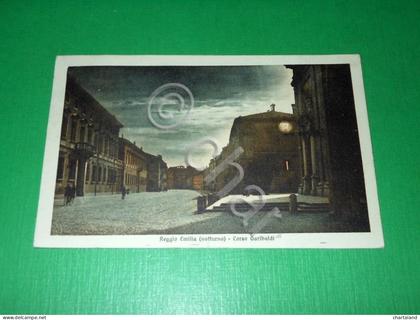 Cartolina Reggio Emilia - Corso Garibaldi ( Notturno ) 1923