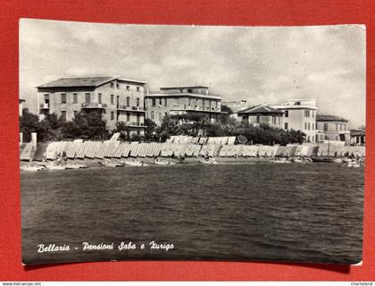 Cartolina - Bellaria (Rimini) - Pensioni Saba e Zurigo - 1957