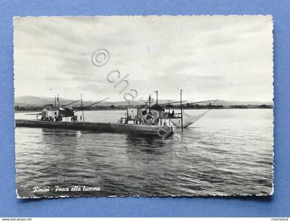 Cartolina Rimini - Pesca alla lucerna - 1954