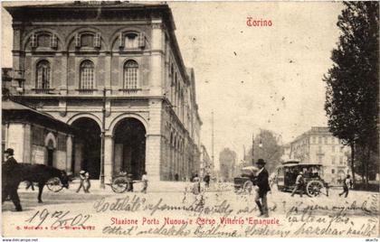 CPA TORINO Stazione Porta Nuova e Corso Vitt.Emanuele ITALY (542760)