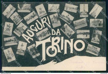 Torino Città Auguri da Piazze Monumenti SCOLLATA cartolina MZ6618
