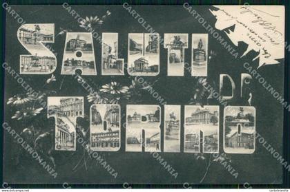 Torino Città Saluti da Piazze Monumenti cartolina MZ6616