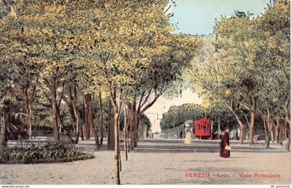 B364 Italy Venezia Venice Lido Viale Principale vintage postcard